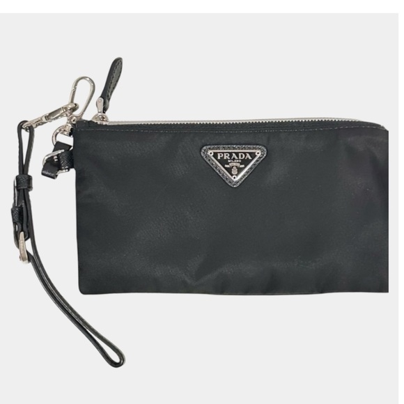 PRADA Tessuto Nylon Pouch Prada Logo Wristlet Clutch
Wallet Bag 1NH545 Black NEW - Picture 11 of 12